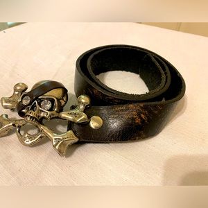 Astoria Skull Womens Belt, Size 36, Black and Silver Skull